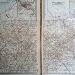 1903 PENNSYLVANIA Original große Antike Landkarten - Wandkarte - Wohnkultur - Kartographie - 31 x 40 cm Detailkarte - Geographie