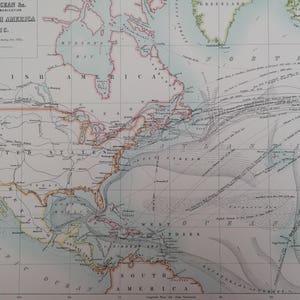 Grande carte noire originale en A et C noire de 1898 montrant les communications entre l'Europe, l'Amérique du Nord et le Pacifique - Décoration murale