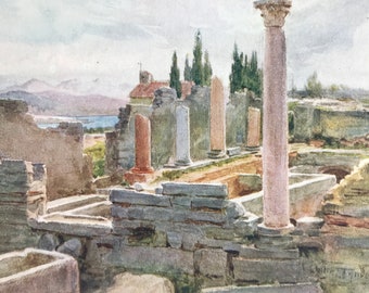 1925 The Ruins of Salona Original Antique Print - Dalmatia - Croatia - Mounted and Matted - Available Framed