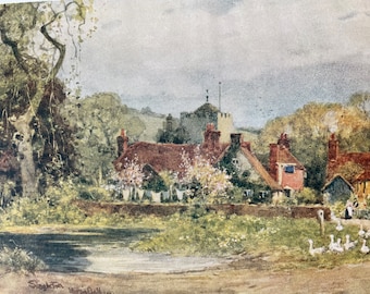 1907 Singleton Original Antique Print - Mounted and Matted - Available Framed - Sussex - England