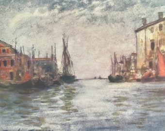 1904 At the Mouth of the Grand Canal Original Antique Print - Venice - Italy - Mounted and Matted - Available Framed