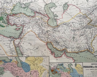1892 Imperia Persarum et Macedonum Original Antique Ancient History Map - Antique World Map - Ancient History - Classics - Persia - Greece