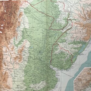 1922 Argentinien, Chile, Uruguay, Paraguay und Brasilien Große Original Antike Zeit Atlas Physische Landkarte - Südamerika - Große Wandkarte