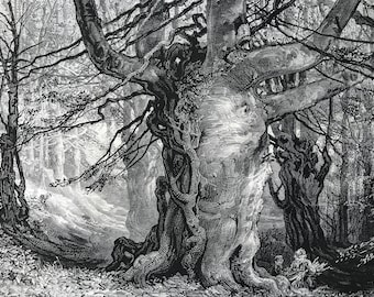 1876 Burnham Beeches Original Antique Wood Engraving - Mounted and Matted - Buckinghamshire - Decorative Art - Available Framed