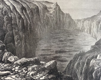 1880 Crater of Otu-Iti, Easter Island Original Antique Print - Pacific Islands - Oceania - Mounted and Matted - Available Framed