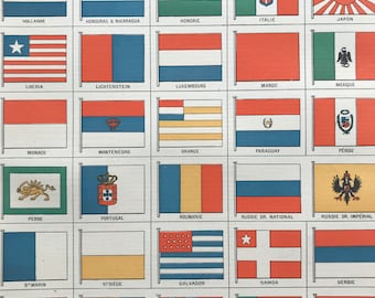 1897 Flags Original Antique Print - Vexillology - Flag Decor - Mounted and Matted - Available Framed