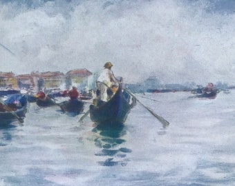 1904 Midday on the Lagoon Original Antique Print - Venice - Italy - Mounted and Matted - Available Framed