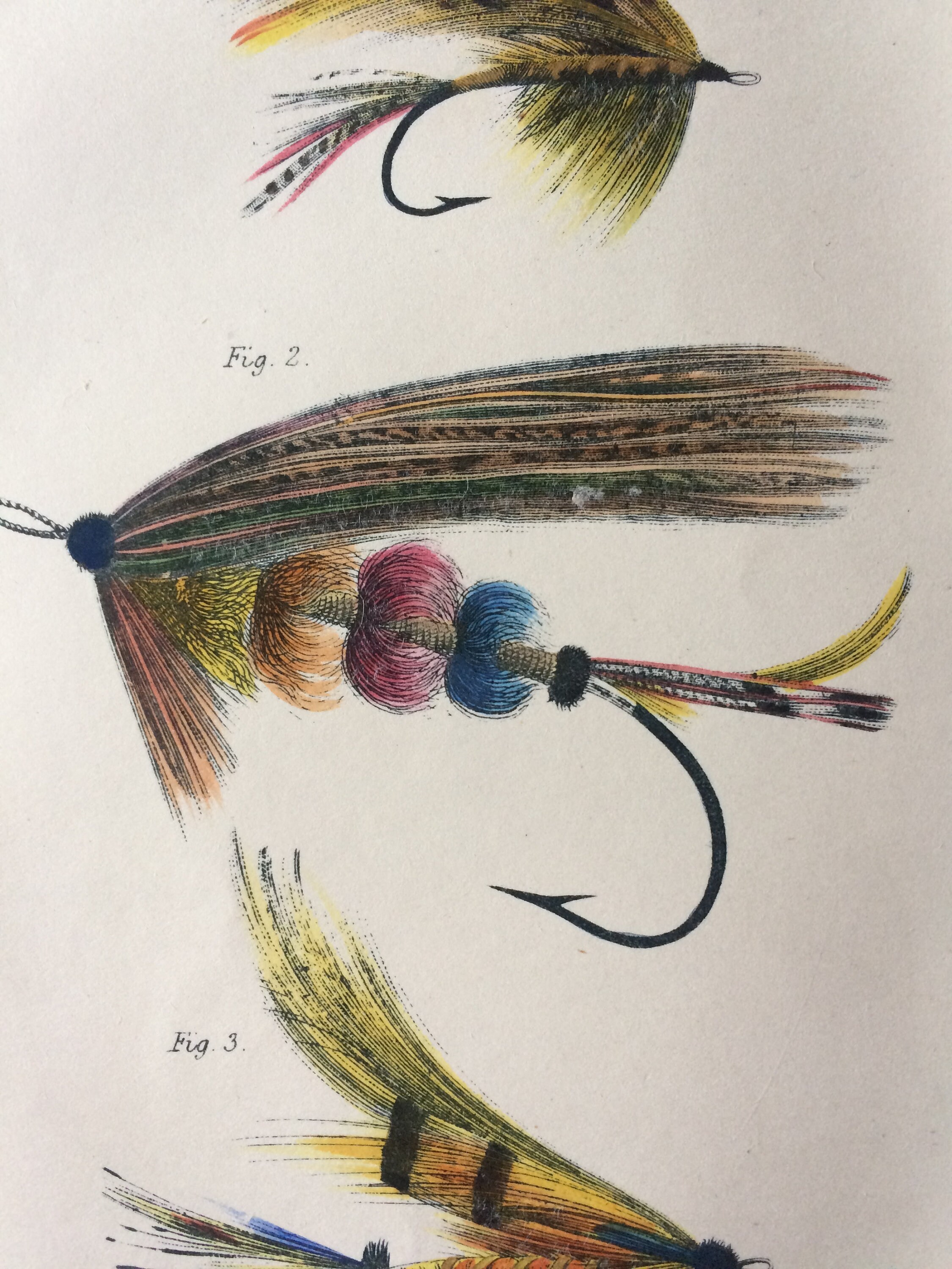 1876 Fishing Flies Original Antique HandColoured Engraving Angling