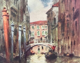 1904 Rio di San Marina Original Antique Print - Venice - Italy - Mounted and Matted - Available Framed