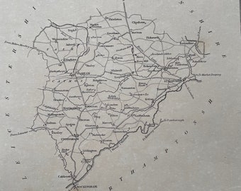 1845 Rutlandshire Original Antique Engraved Map - UK County Map - Available Framed - England