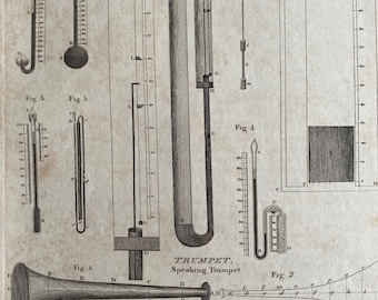 1806 Thermometer Original Antique Engraving - Science - Encyclopaedia - Mounted and Matted - Available Framed