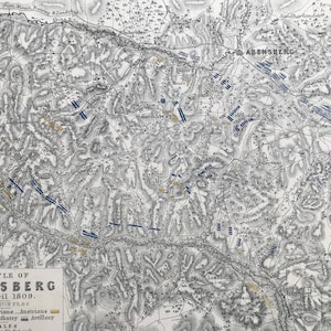 1875 Battle of Abensberg, 1809 Original Antique Map - Bavaria - Napoleonic Wars - Battle Map - Military History - Available Framed