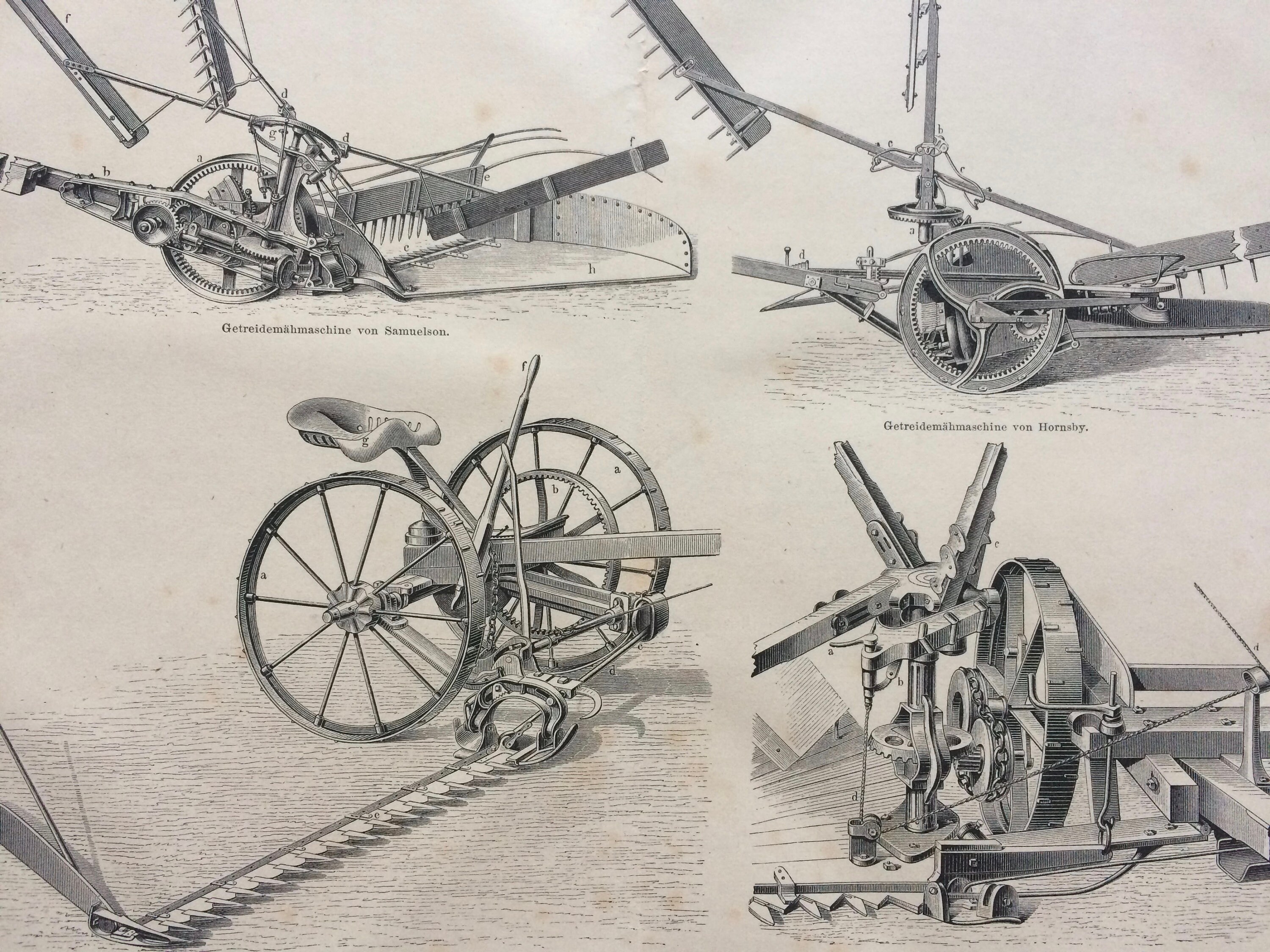 1877 Mowing Machines Original Antique print Available Framed