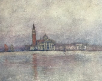 1904 San Giorgio Maggiore Original Antique Print - Venice - Italy - Mounted and Matted - Available Framed