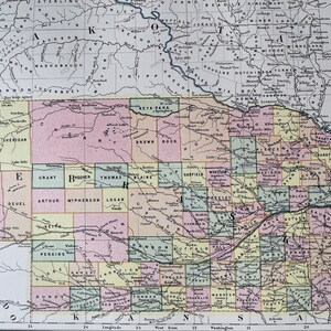 1875 Nebraska Original antike Karte - erhältlich mit Passepartout und gerahmt - US Bundesstaat - Vintage Wanddekoration