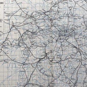 1902 Eisenbahn Karte von London & Vororte Original Antike Landkarte - Große Wandkarte - Stadtplan - England