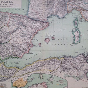 1892 ヒスパニア、マウレタニア、アフリカ オリジナル アンティーク 古代史大地図 - ラテン地図 - 地理 - 地図作成 - 歴史地図