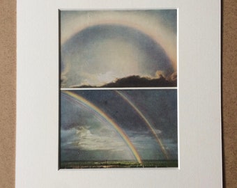 1940s Rainbows and Halo round the sun Original Vintage Print - Mounted and Matted - Meteorology - Available Framed