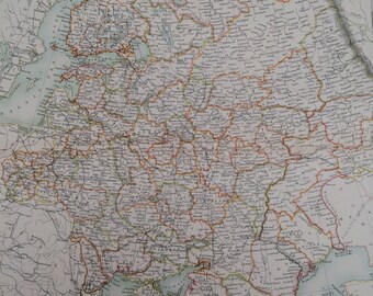 1898 Russia in Europe Extra Large Original Antique A & C Black Map - Baltic, Latvia, Lithuania, Estonia, Belarus, Ukraine - Gift Idea