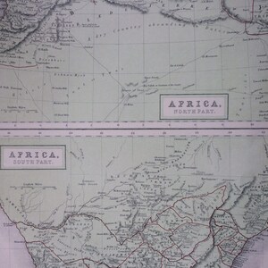 1859 AFRIQUE (nord et sud) grande carte noire antique rare et originale en A et C - Afrique du Sud - Colonie du Cap - Maroc - Algérie