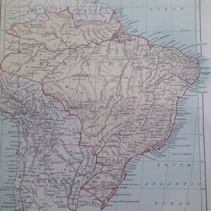 1875 Brazil Original Antique Map - Brazilian History - South America - Available Matted and Framed - Vintage Wall Map