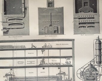 1876 Bread Original Antique print - Bakery - Machinery - Victorian Technology - Victorian Decor - Available Framed