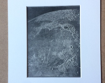 1940s Lunar Landscape Original Vintage Print - Mounted and Matted - Astronomy - Moon - Available Framed