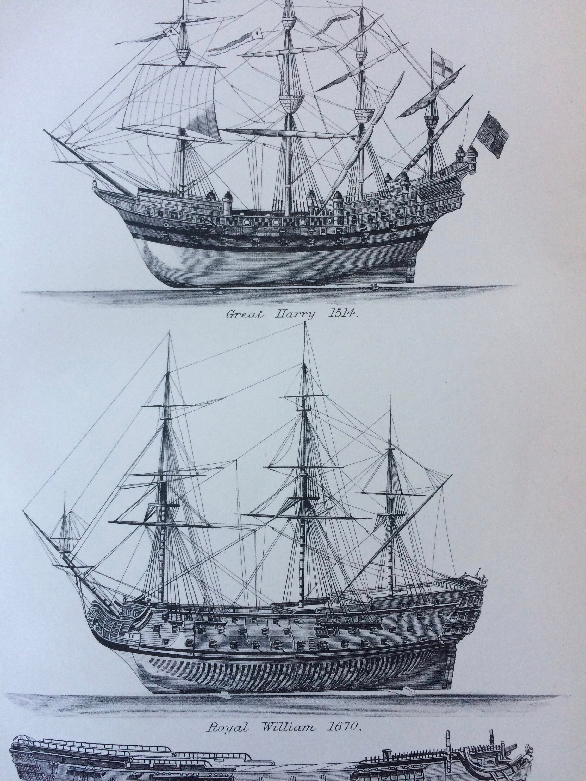 1891 Old English War Vessels Original Antique Encyclopaedia