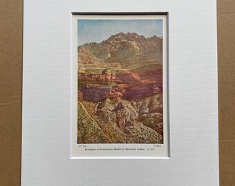 1931 Precipice of Cretaceous Rocks in Peruvian Andes Original Antique Print - Geology - Mounted and Matted - Available Framed