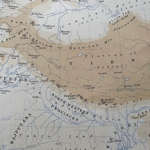 1875 Himalayas (Sketch Map showing the connection between the Himalaya Mountains and the Tibetan Table-Land Original Antique Map
