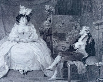 1836 Carmine and Lady Pentweazle Original Antique Print - Engraving - Portrait - Mounted and Matted - Available Framed