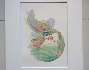 1920 Original Vintage Harry Theaker Water Babies Illustration - Available Framed - 8 x 10 inches - Nursery Decor - Children's book