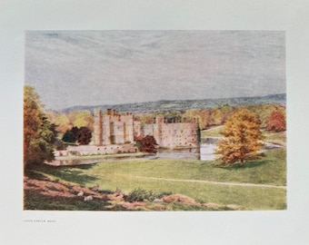 1911 Leeds Castle, Kent Original Antique Print - British Castles - England - Mounted and Matted - Available Framed