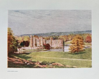 1911 Leeds Castle, Kent Original Antique Print - British Castles - England - Mounted and Matted - Available Framed