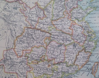 1875 China Original Antique Map - Cartography - Antique Wall Decor - Decorative Art - Chinese History