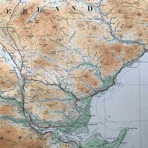 1924 Sutherland et Easter Ross, carte panoramique ancienne originale de l'enquête sur les munitions - Écosse - cartographie - géographie