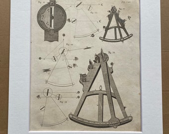 1806 Navigation Original Antique Engraving - Encyclopaedia - Mounted and Matted - Available Framed