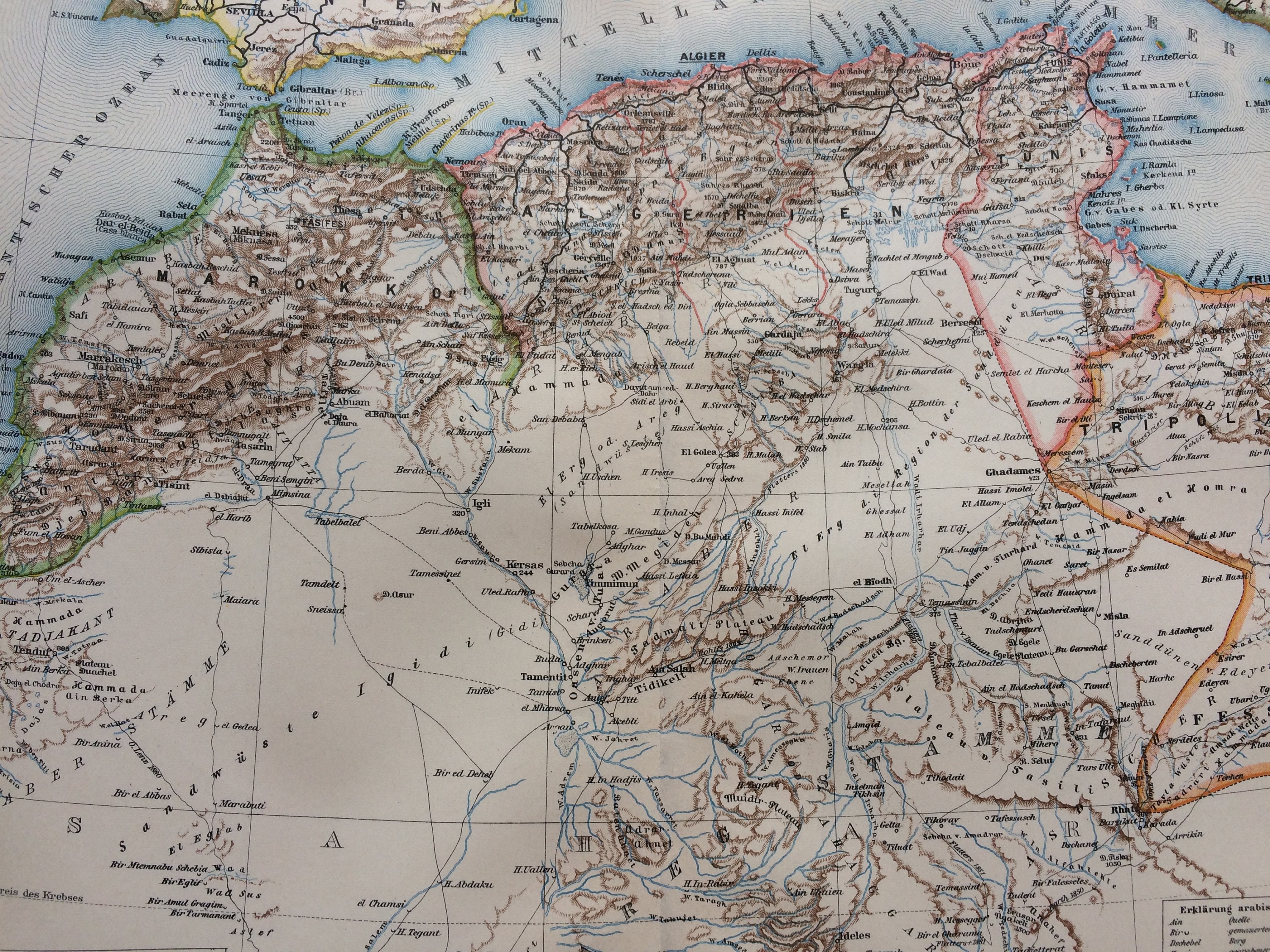 Algeria And Tunisia Map 1895 Algeria Morocco And Tunisia Original Antique Map | Etsy Ireland