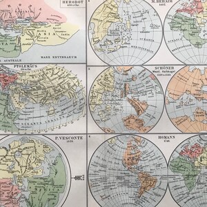 1897 Map of the History of Geography Original Antique Map - Available Framed - Cartography - Vintage Map
