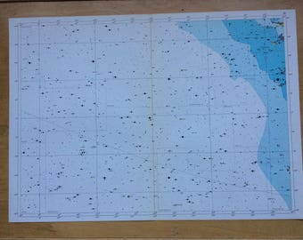 1962 Large Original Vintage Star Map - astrology, astronomy, stars, zodiac, constellations, star-gazing, planets, Celestial Art