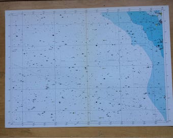 1962 Large Original Vintage Star Map - astrology, astronomy, stars, zodiac, constellations, star-gazing, planets, Celestial Art