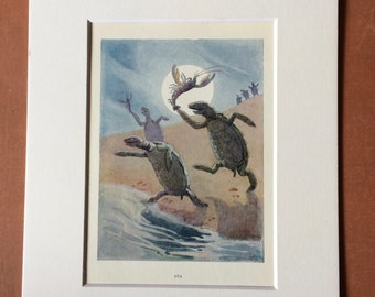 1922 Alice in Wonderland Original Vintage Margaret Tarrant  Illustration - Mounted and Matted - Available Framed - Nursery Decor
