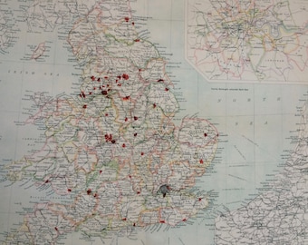 1898 Counties & Boroughs of England and Wales Large Original Antique Ordnance Survey Map - Cartography - Gift Idea