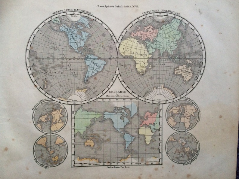 1861 Original Antique Hand-coloured Engraved World Map - Etsy UK