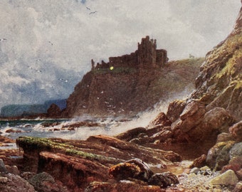 1911 Tantallon Castle, Haddingtonshire Original Antique Print - British Castles - Scotland - Mounted and Matted - Available Framed