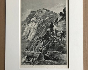 1880 Ras el Abyad (White Cape) The Ladder of Tyre, Lebanon Original Antique Engraving - Mounted and Matted - Available Framed