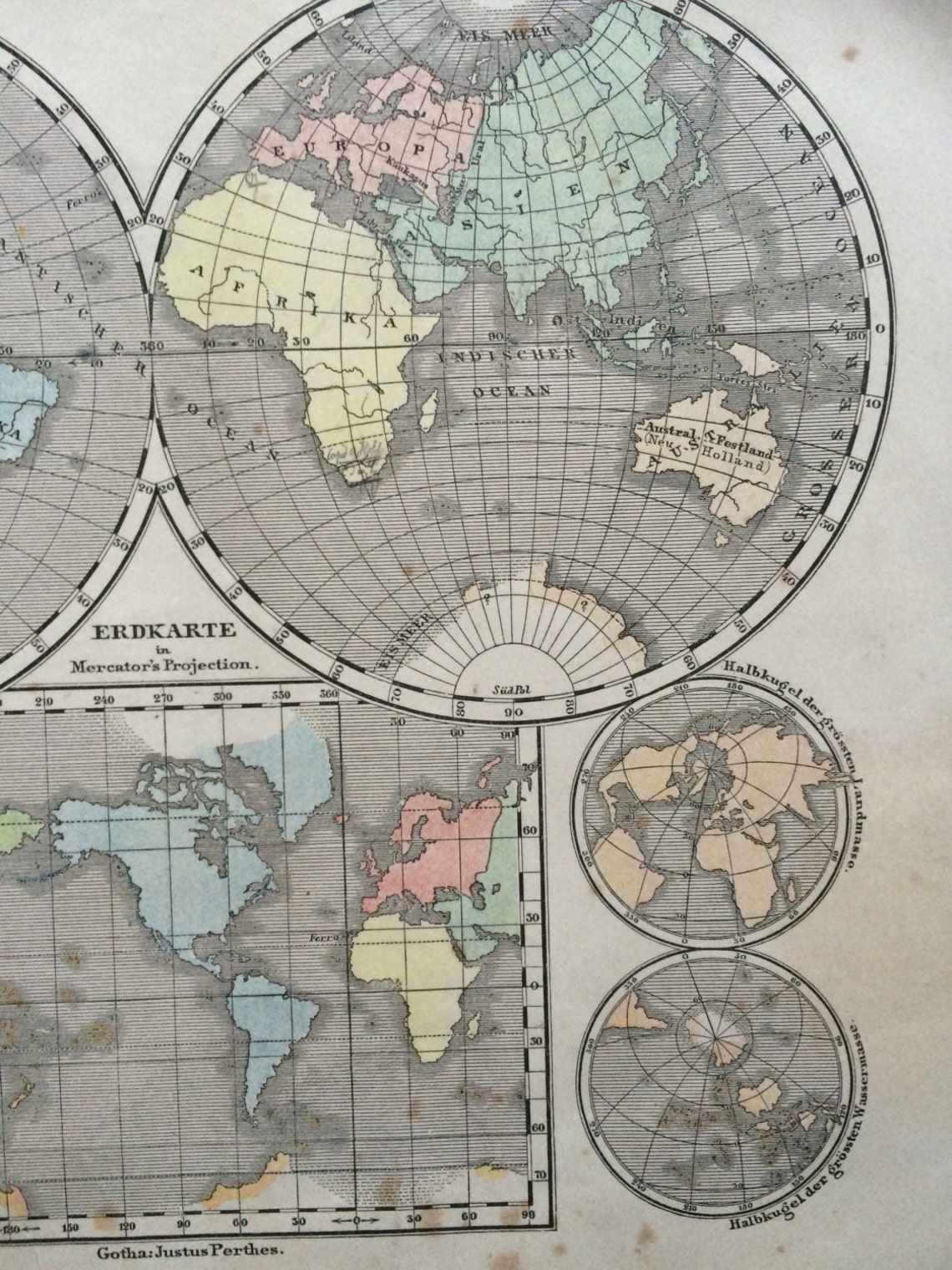 1861 Original Antique Hand-coloured Engraved World Map - Etsy UK