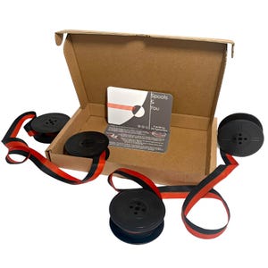 2x Cinta para máquina de escribir de caña plateada, roja y negra o negra lisa - Grupo 9 - Envío gratuito a todo el mundo