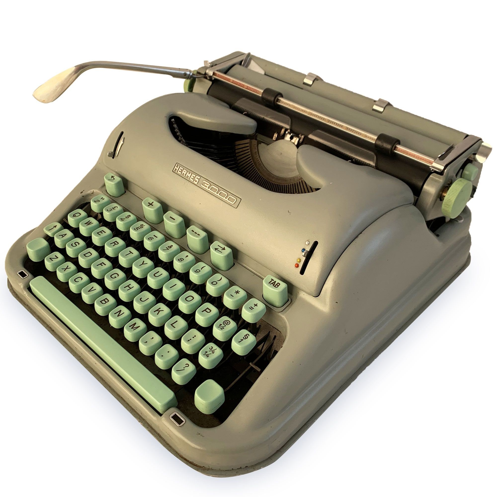 Sea Foam Hermes 3000 Typewriter Cursive/script Font With Case 1960's