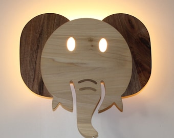 Wall lamp elephant - LED light, babyroom,  childrens wall, babyshower newborn nursery lamp